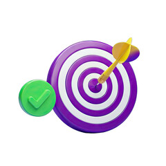 Dart Hitting Target with Check Mark - Success Concept