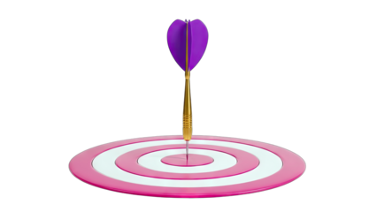 Dart hitting the bullseye on a target, achieving success.