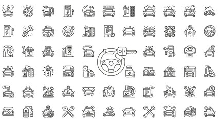 A collection of vector icons and symbols for web design, including business, travel, media, money, and computer themes