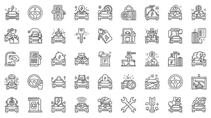 A collection of vector icons and symbols for web design, including business, travel, media, money, and computer themes