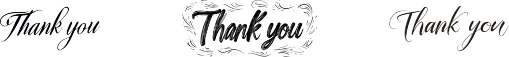 The text 'thank you' is presented in a continuous line drawing style with modern typography and minimalist lettering, designed for use on banners, posters, and greeting cards