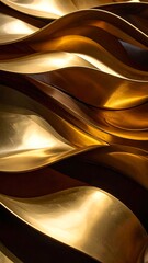 Abstract golden waves with metallic sheen and flowing curves creating a luxurious texture.