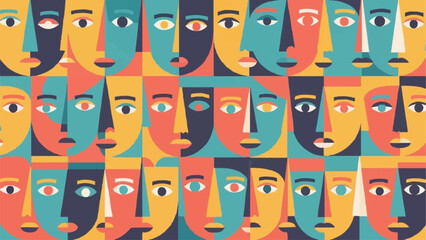 Abstract Faces Mosaic Diverse People Community Unity.