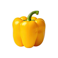 Vibrant yellow bell pepper isolated on a stark black background.