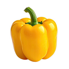 A vibrant, fresh yellow bell pepper isolated against a solid black background.