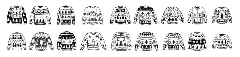 Christmas Sweater Icons Set | Festive Winter Knitwear Vector