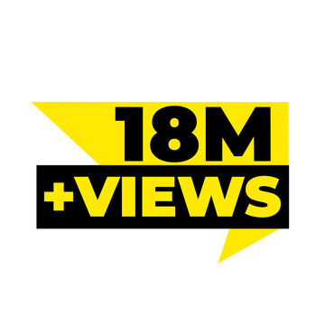 18M Views Digital Momentum Counter PNG, Audience Engagement Badge Graphic, Engagement Highlight Label Design, Trending Tag Icon, Viewer Stats Sticker