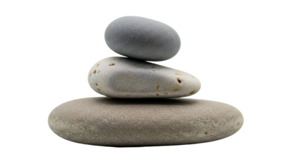 Three smooth, balanced stones stacked on top of each other, creating a zen-like tower.