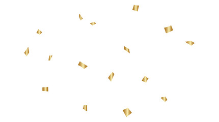 Minimal Gold Confetti Flakes Falling isolated on white background