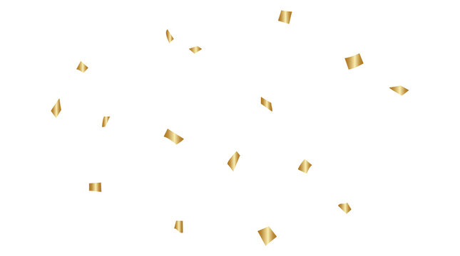 Minimal Gold Confetti Flakes Falling isolated on white background