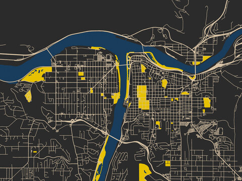 Minimalist map of Lewiston, Idaho, charcoal base with cream streets