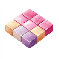 Watercolor Pastel Cubes Grid Illustration