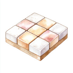Watercolor Pastel Dessert Blocks Illustration