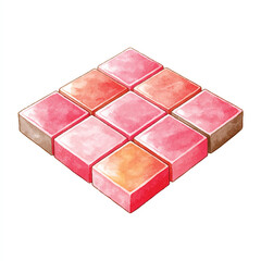 Watercolor Pink Blocks Geometric Pattern Illustration