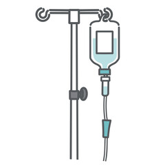 輸液バッグとチューブを装着した点滴スタンドのイラスト