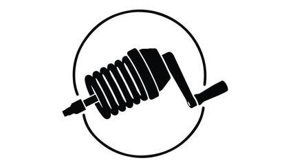 Mechanical spring shock absorber technical drawing isolated on white background industrial engineering concept