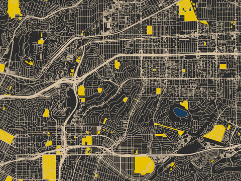Modern flat map of Monterey Park, California