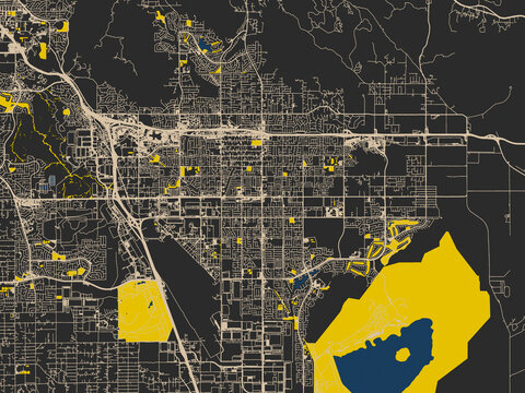 Graphic city map artwork of Moreno Valley, California
