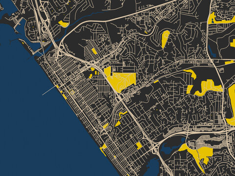Oceanside, California &ndash; minimalist flat city map