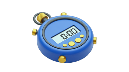 Digital Stopwatch Showing 0:00 on White Background