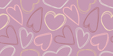 Seamless pattern with multicolored outlined hearts. Perfect for creative Valentines Day projects, stationery, wrapping paper, branding, and playful romantic visuals
