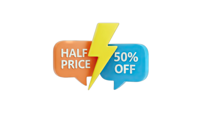 Discount Promotion: Half Price and 50% Off with Lightning Bolt