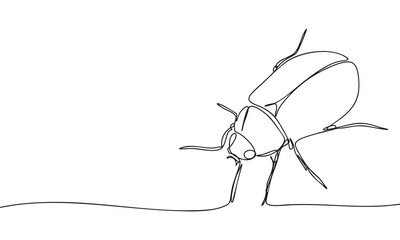 Minimalist One Line Drawing of a Beetle