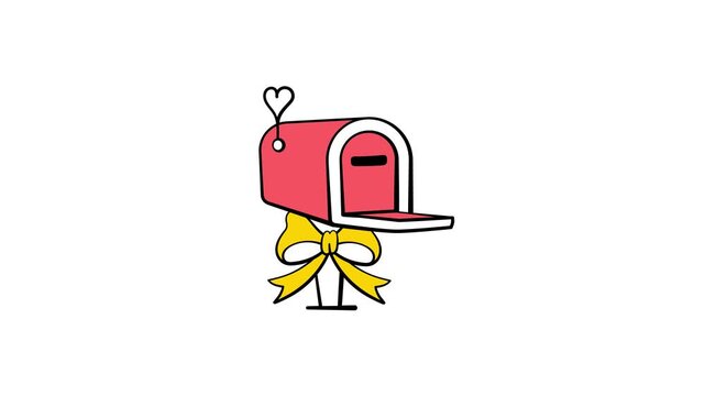 Mailbox animated icon with bow for Christmas and New Year greeting cards.