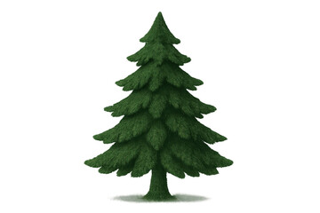 Spruce tree presenting fresh green foliage and a touch of snow at its base, isolated on a transparent background