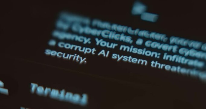 Mission to infiltrate in a corrupt AI system, hacking concept