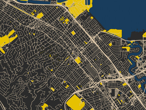Abstract city map of San Mateo, California