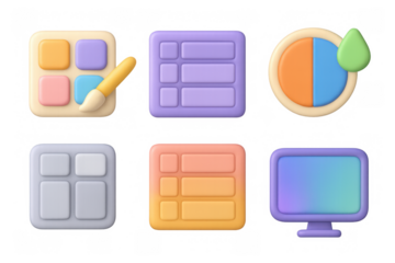 Colorful icon set for ui design and digital interface themes