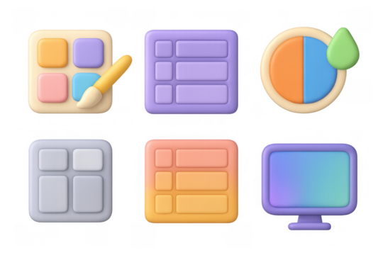 Colorful icon set for ui design and digital interface themes - Powered by Adobe