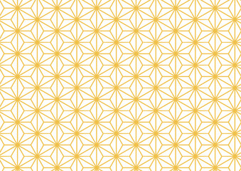 Fototapeta premium 黄色の麻の葉模様 背景素材 和風