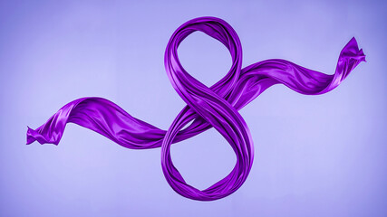 Elegant purple ribbon forming the number eight on a soft background  