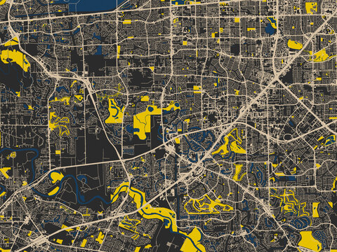 Graphic city map artwork of Sugar Land, Texas