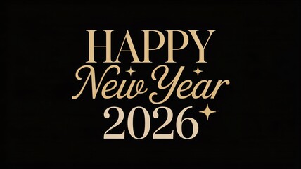 Obraz premium Elegant gold typography wishing happy new year 2026 against a sophisticated black background design