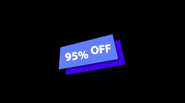 95% Off Discount Business Sale Icon Animation 4K Retail Marketing & Sales Promotion symbol Footage.