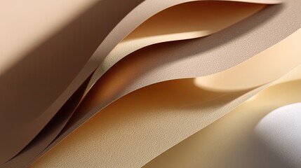 Abstract Composition of Soft Textured Paper Layers in Warm Beige and Cream Tones for Minimalistic Design Aesthetic