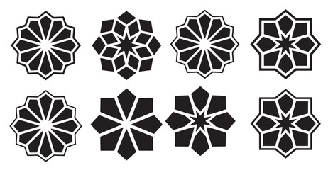 collection of geometric islamic patterns silhouette