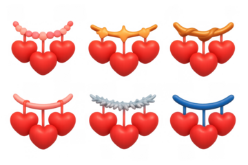 Romantic heart garland icons for valentine's day decoration design