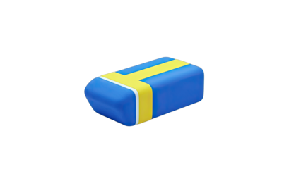 Eraser with Swedish Flag Design on White Background