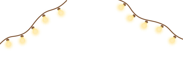 Transparent Warm Yellow String Lights – Soft Glow Decorative Garland Clipart