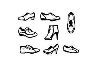 shoes icons set, on a white background,