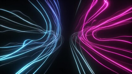 Dynamic abstract background with glowing blue and pink light trails. - Powered by Adobe