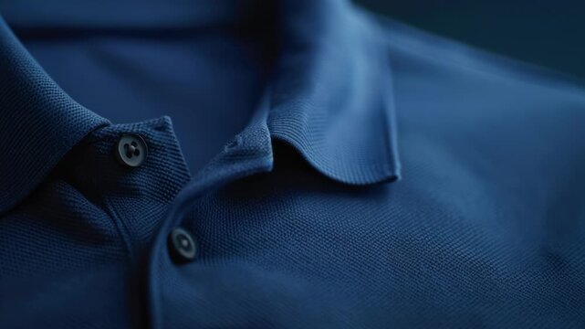 Video Close-up of a blue shirt with visible buttons, suitable for fashion and textile uses