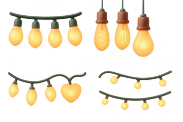 Vintage light bulb icons collection for design and decor inspiration