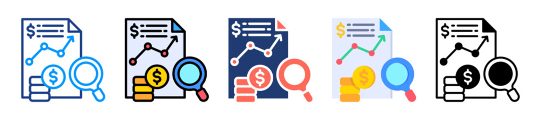 Financial Review Icon Sheet Multiple Style Collection 