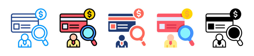 Credit Analysis Icon Sheet Multiple Style Collection 