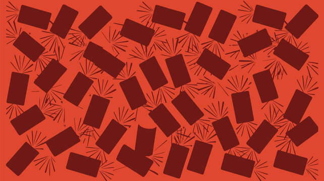 Red Orange Abstract Geometric Rectangle Burst Pattern